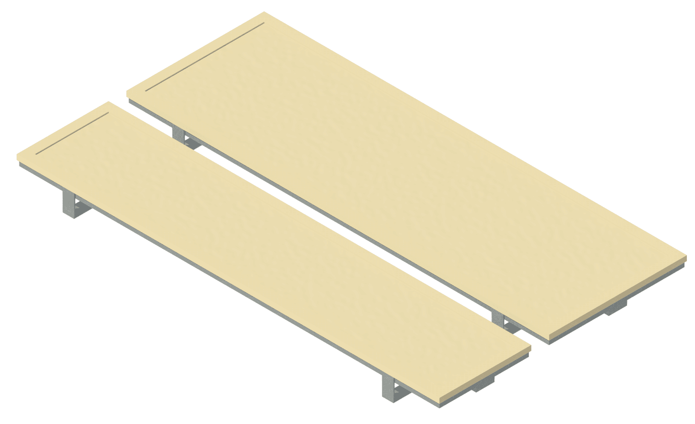 Ceiling-mounted radiant heat panels from REH have two panel sizes.