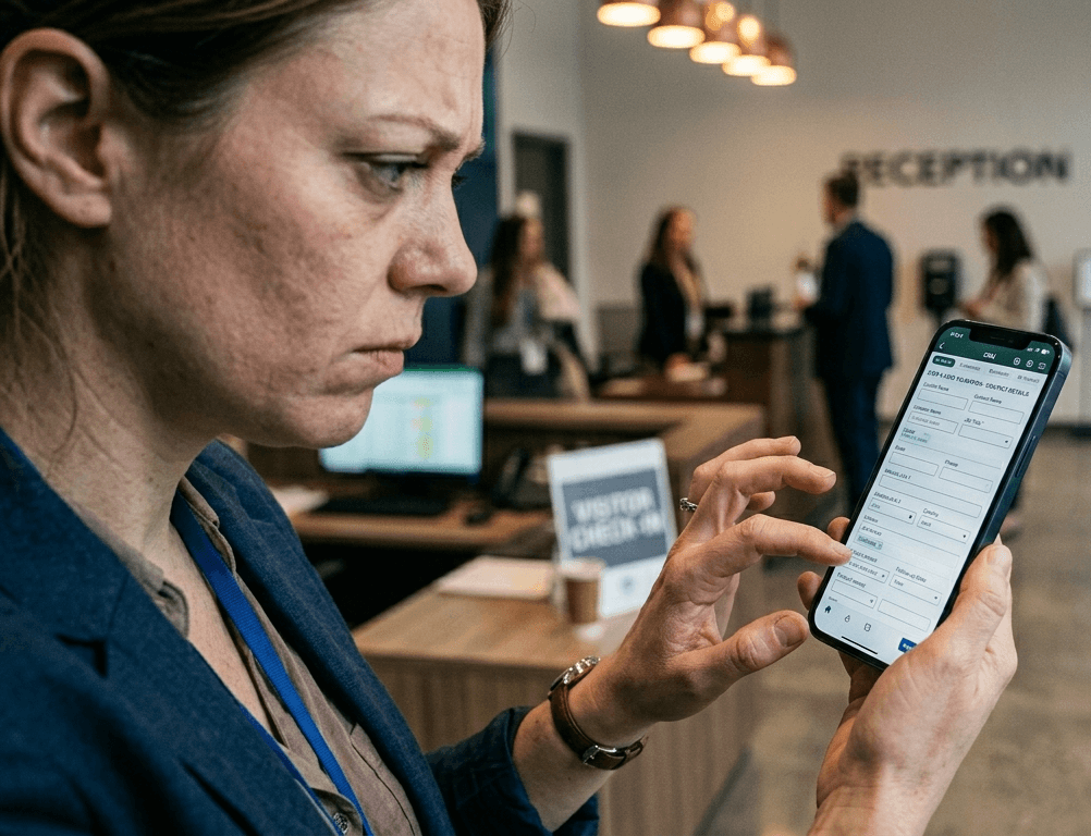 Sales rep struggling to log a contact in a complex CRM on mobile