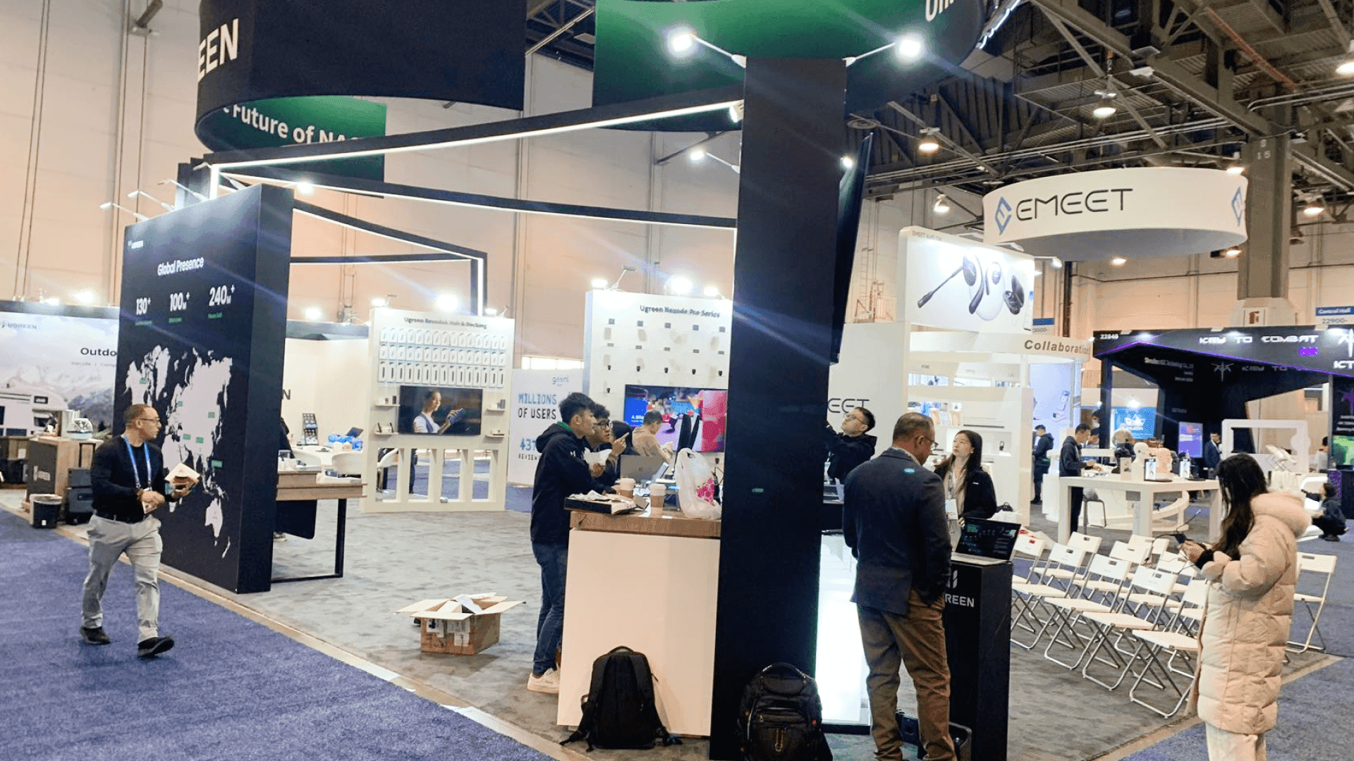 Cybersecurity platform display booth at Mandalay Bay Las Vegas arranged with branded backwall and open-entry demo layout