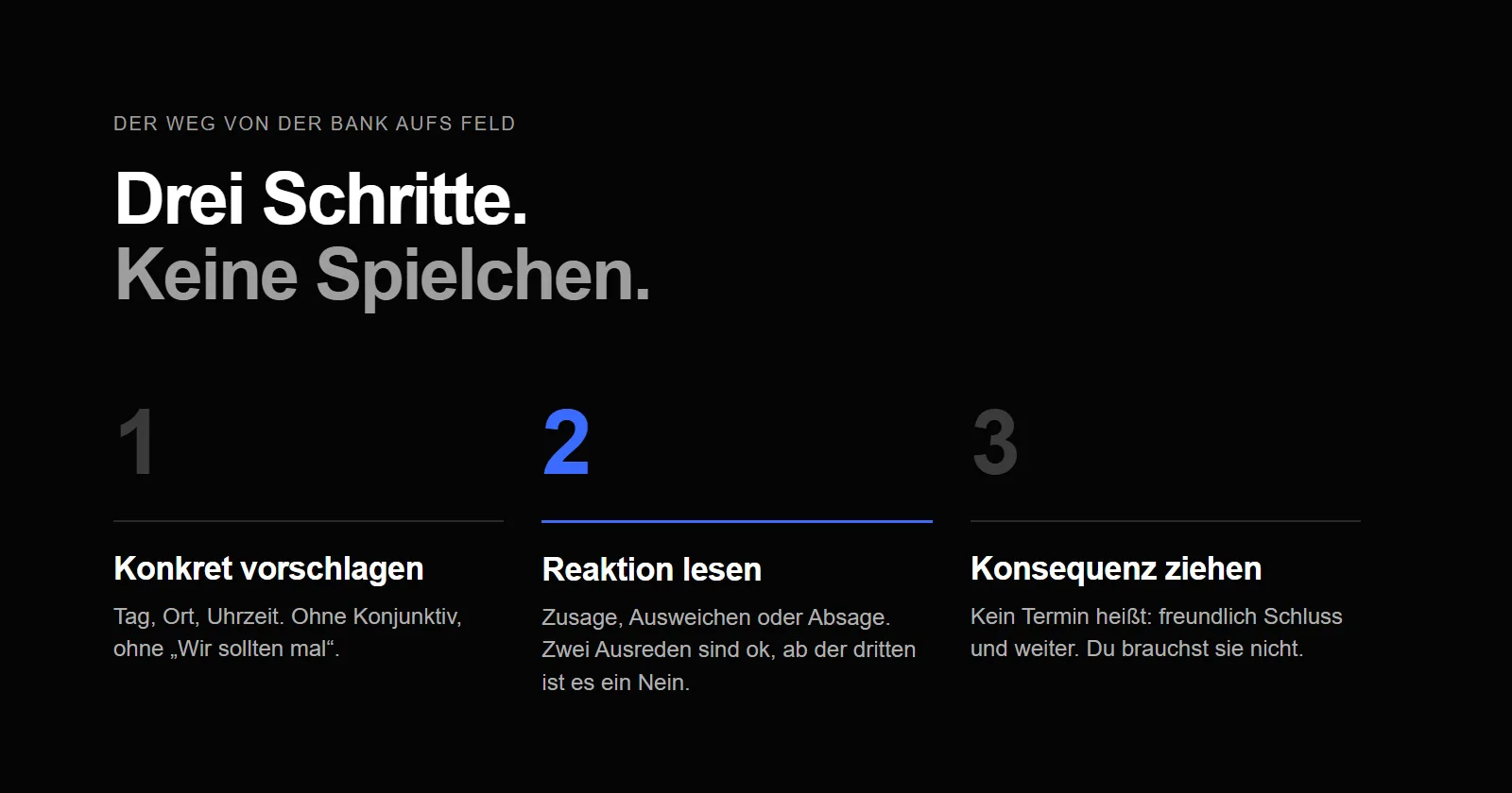 Drei Schritte aus der Ersatzbank: konkret vorschlagen, Reaktion lesen, Konsequenz ziehen