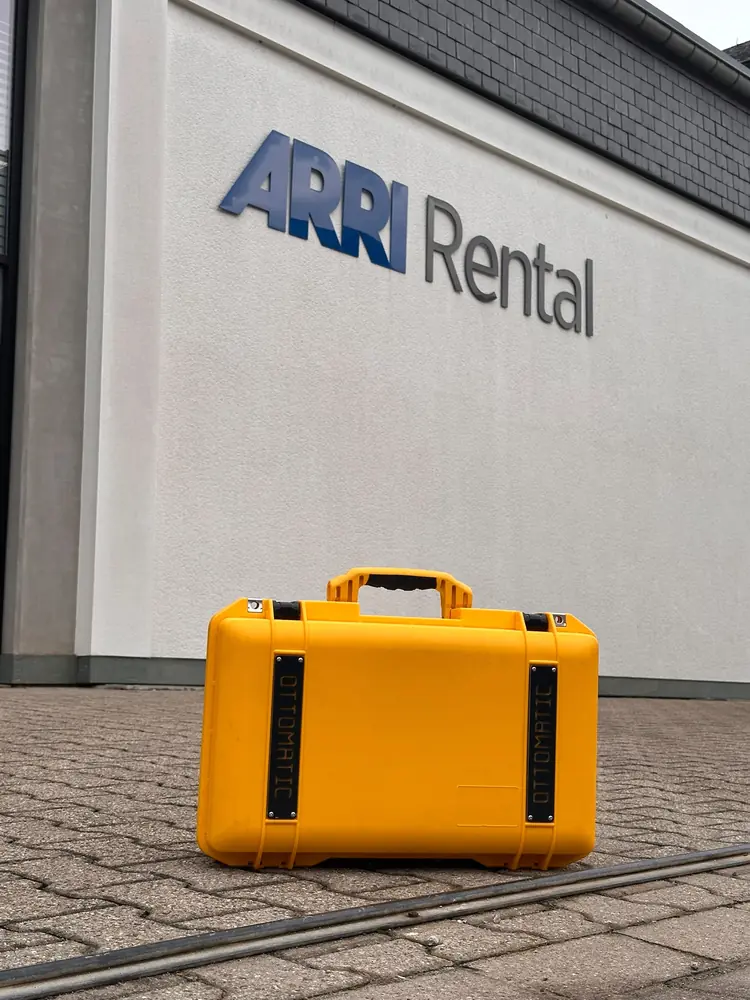 Yellow Pixel Cube case outside ARRI Rental