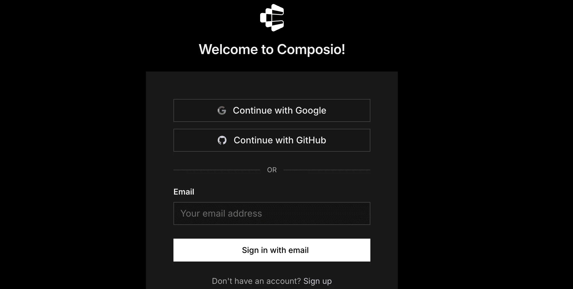 Composio sign-in page