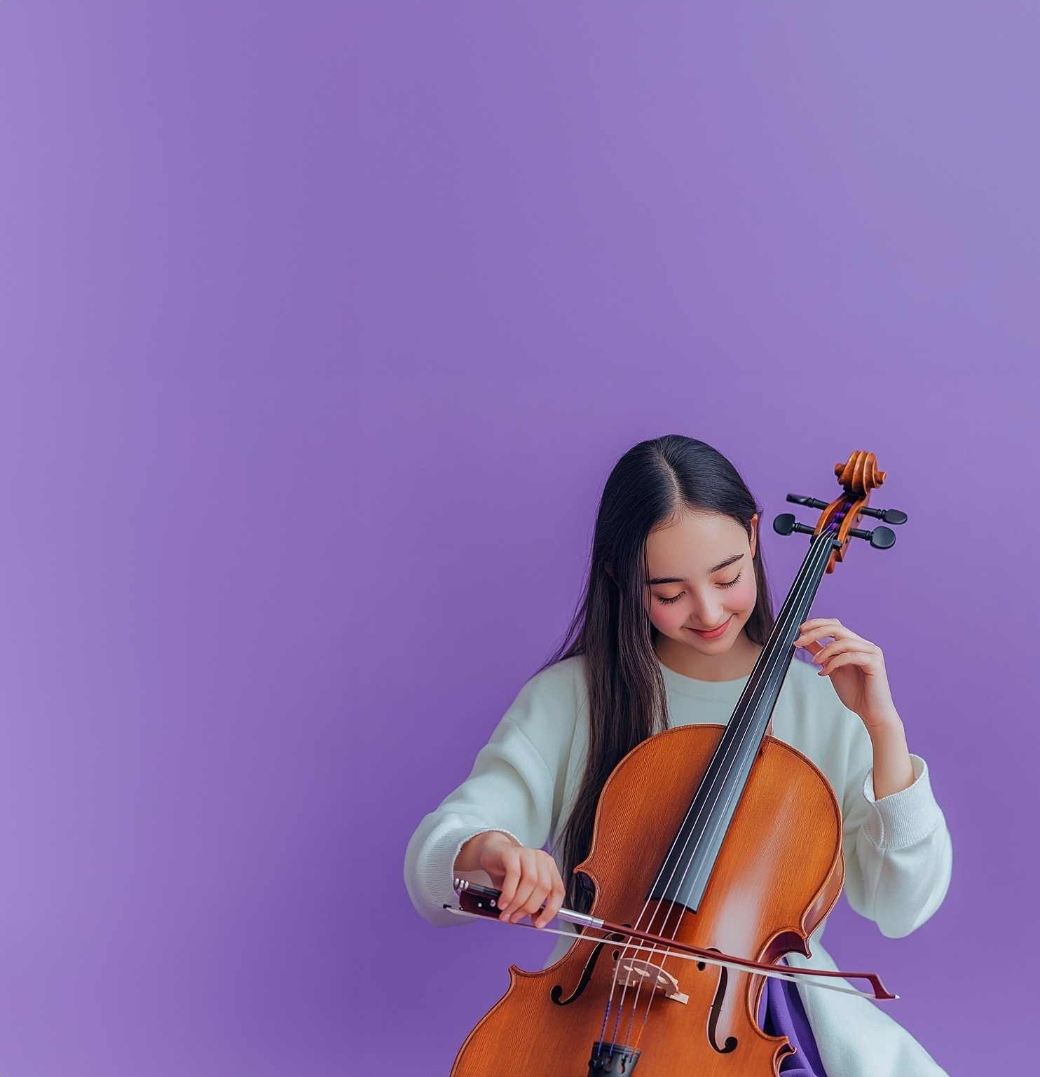 A young teenager is playing the cello