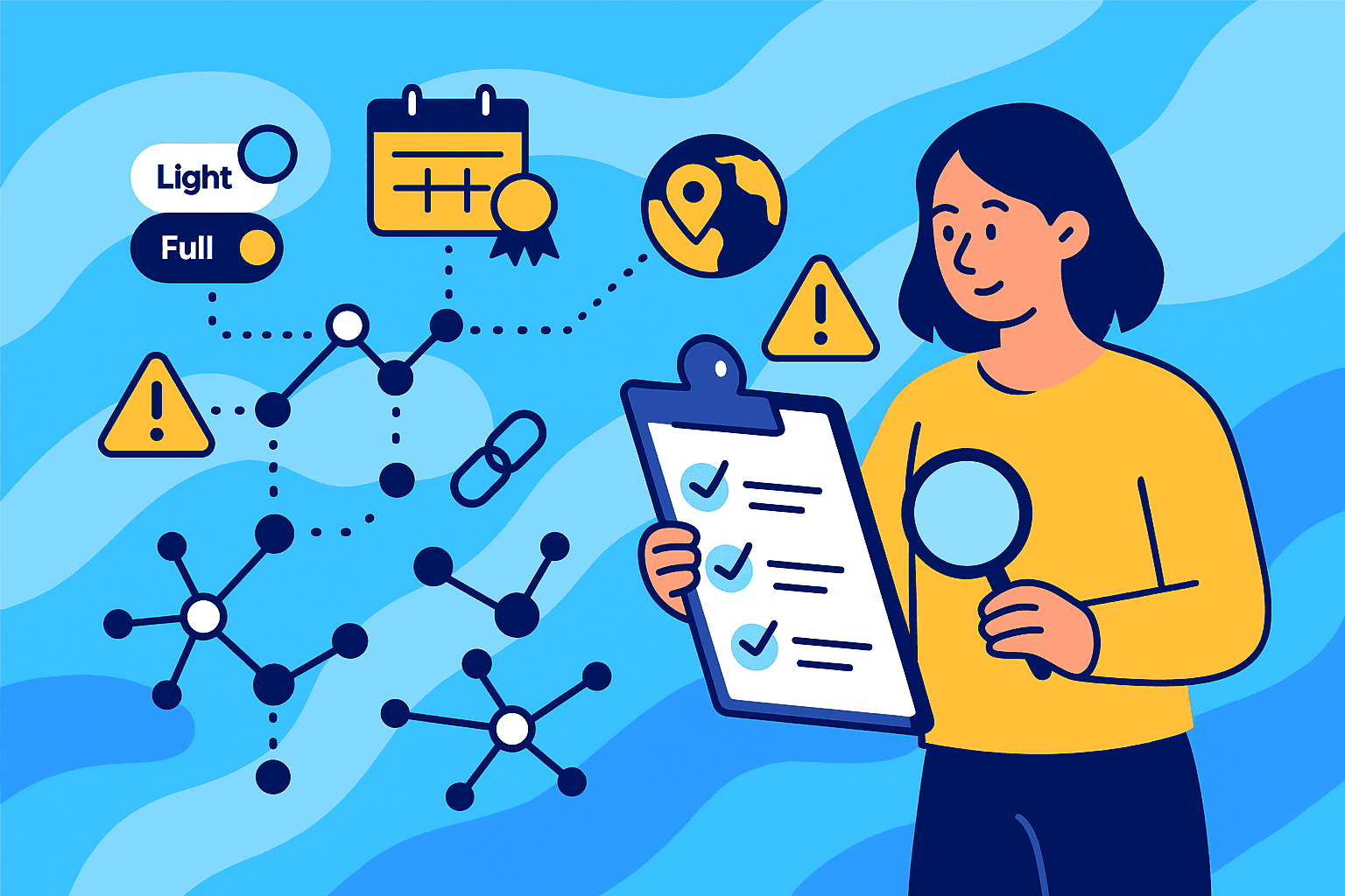 A woman assessing suppliers and related risk