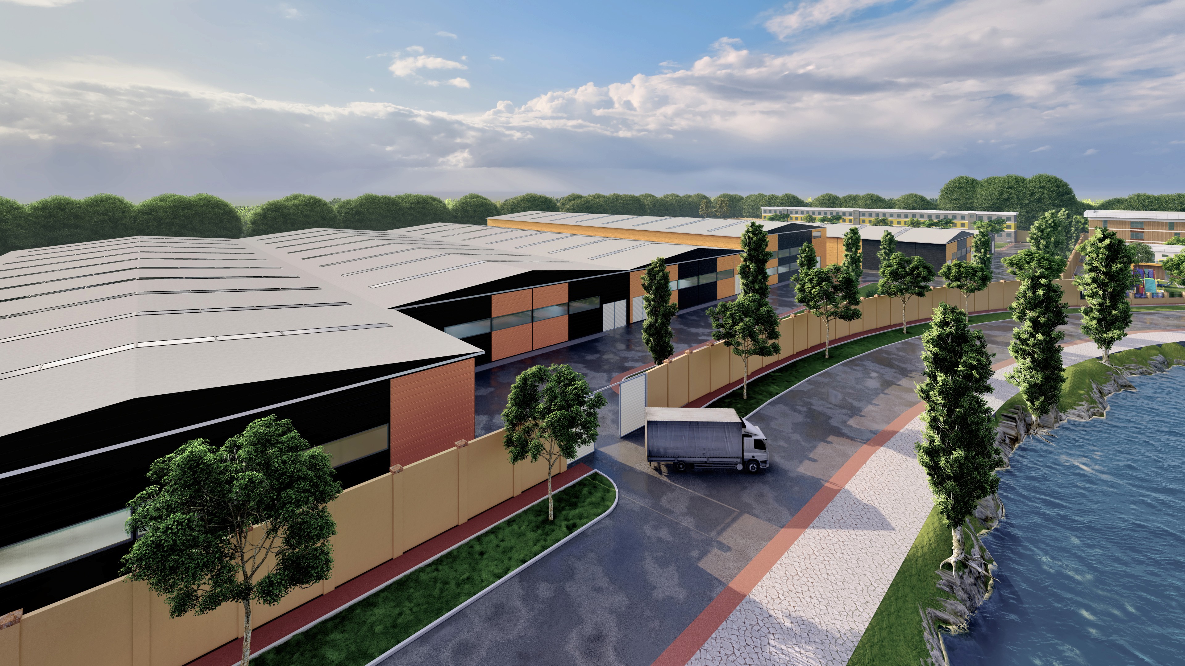 Архитектурный рендер текстильного производственного комплекса Газалкент