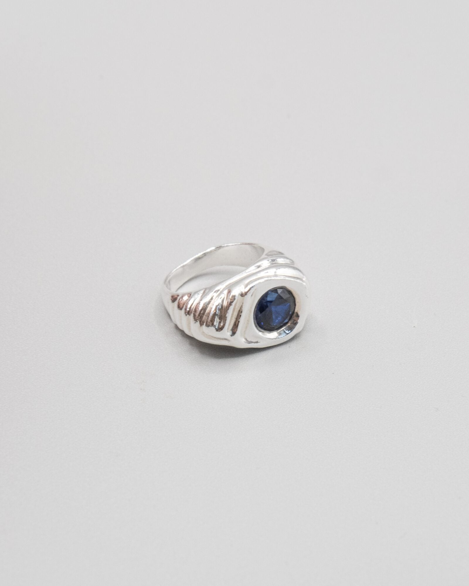 Ribo Ring Silver Synthetic Sapphire