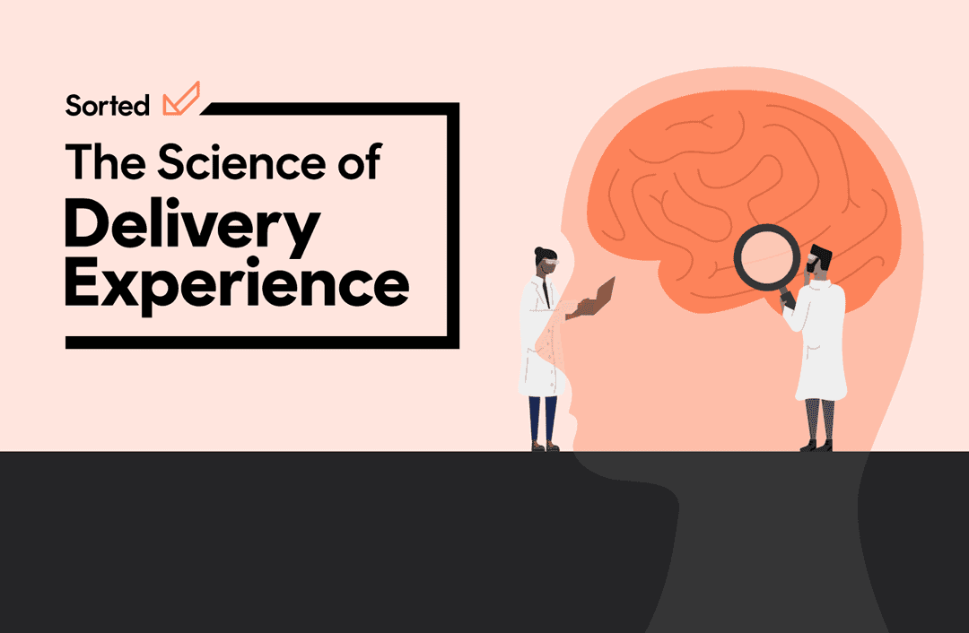 Graphic titled 'The Science of Delivery Experience' with brain illustration and scientists