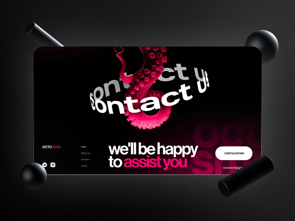Page de contact d'Octo SMM, par Keyz Digital.