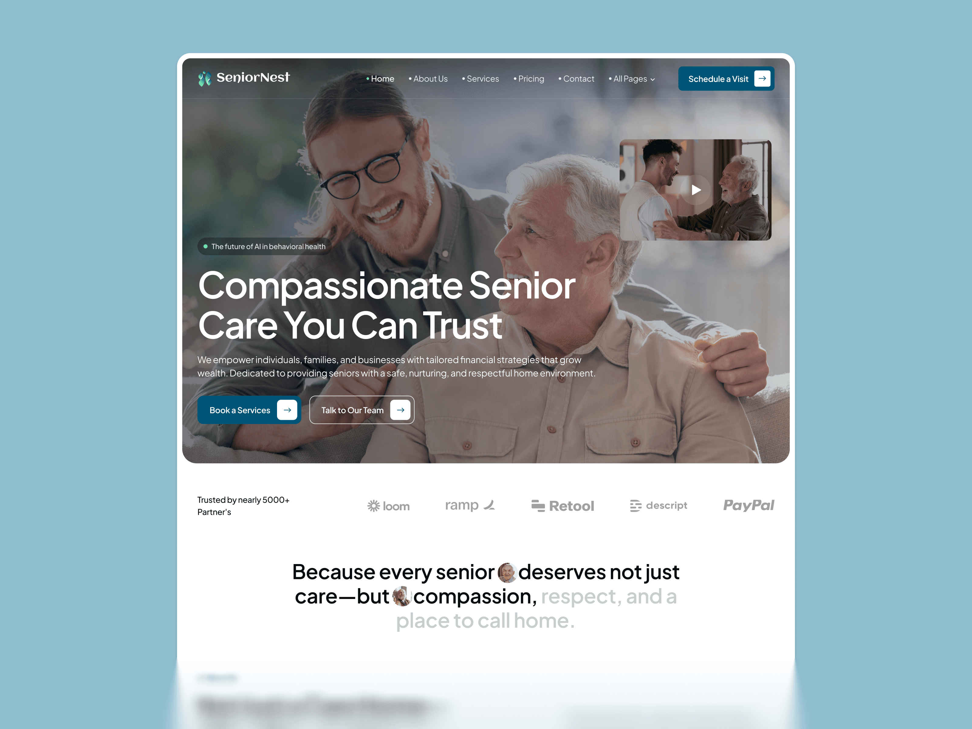 webflow elder care template