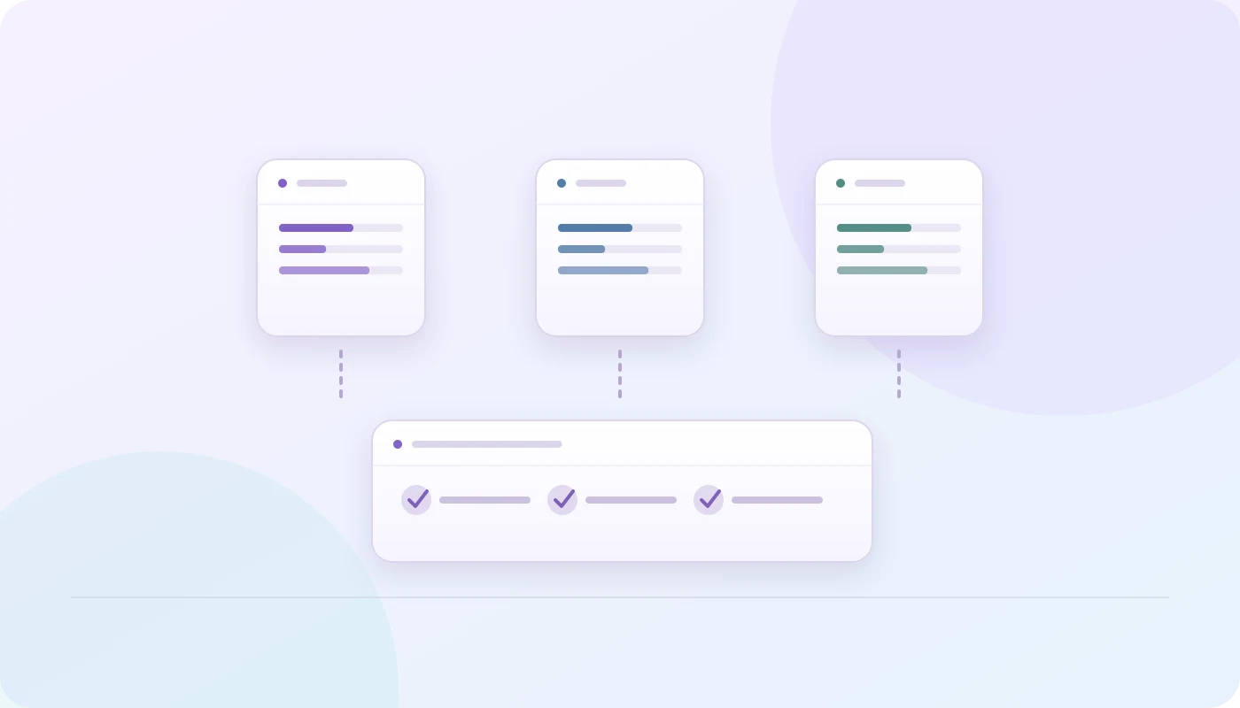 Illustration of three trade-copying workflows being evaluated against a neutral checklist