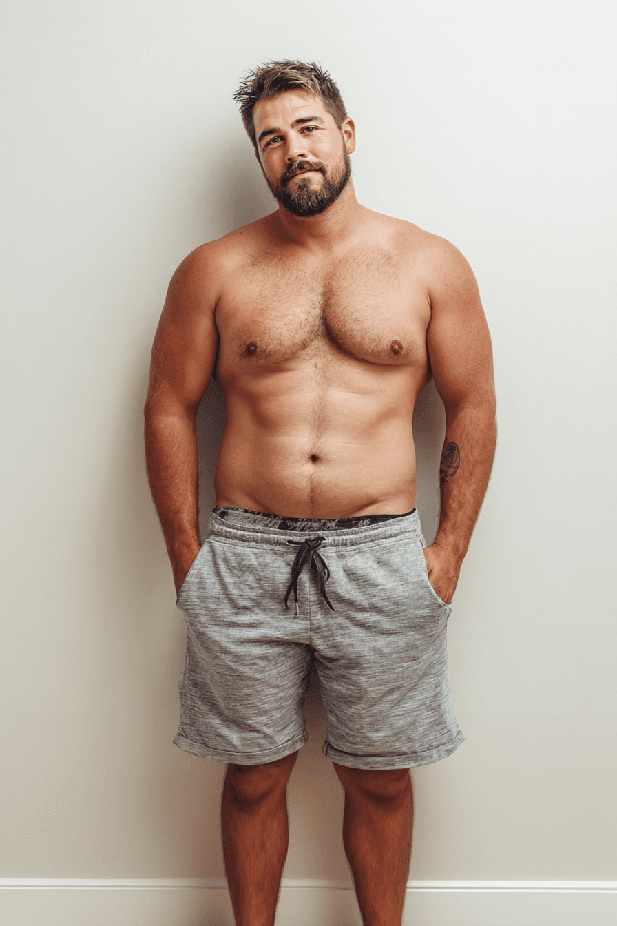Man before fitness body transformation