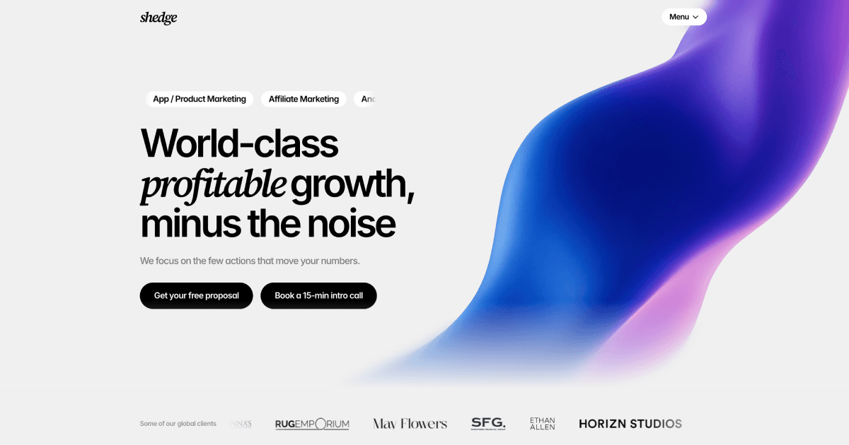 Shedge Studios — world-class profitable growth, minus the noise
