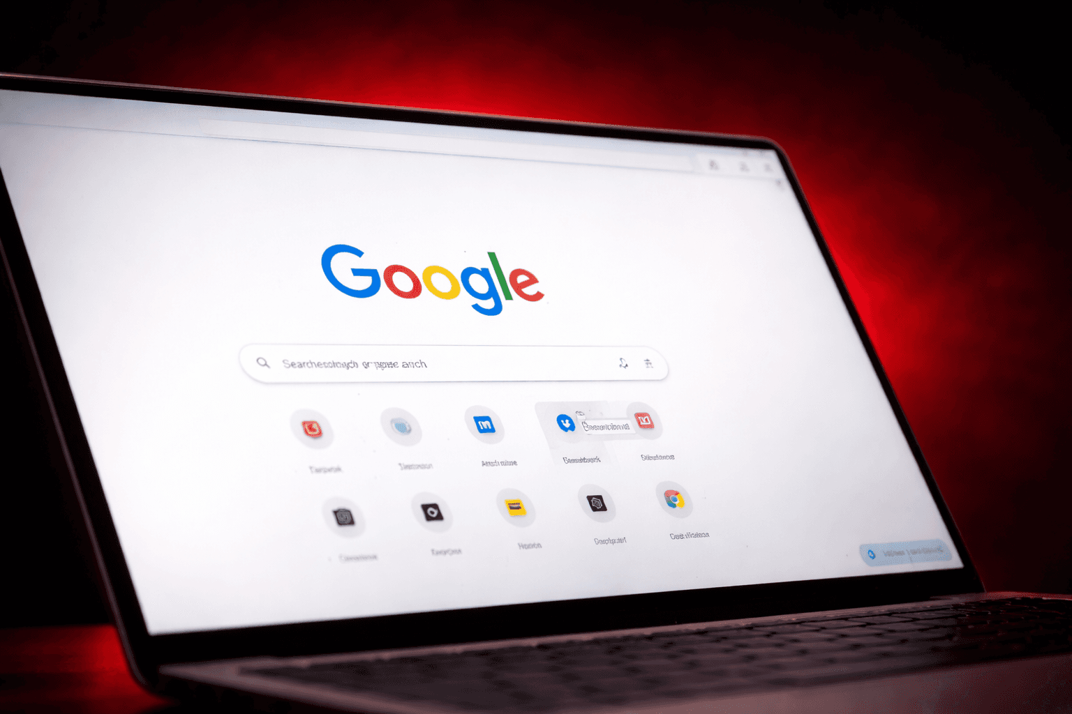 Laptop displaying Google search homepage representing immediate visibility on Google through PPC advertising services in the UK by Guideway Media