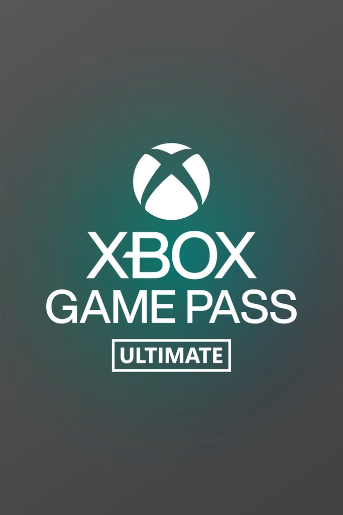 Logo Xbox Game Pass Ultimate blanc sur une affiche officielle vert sombre.