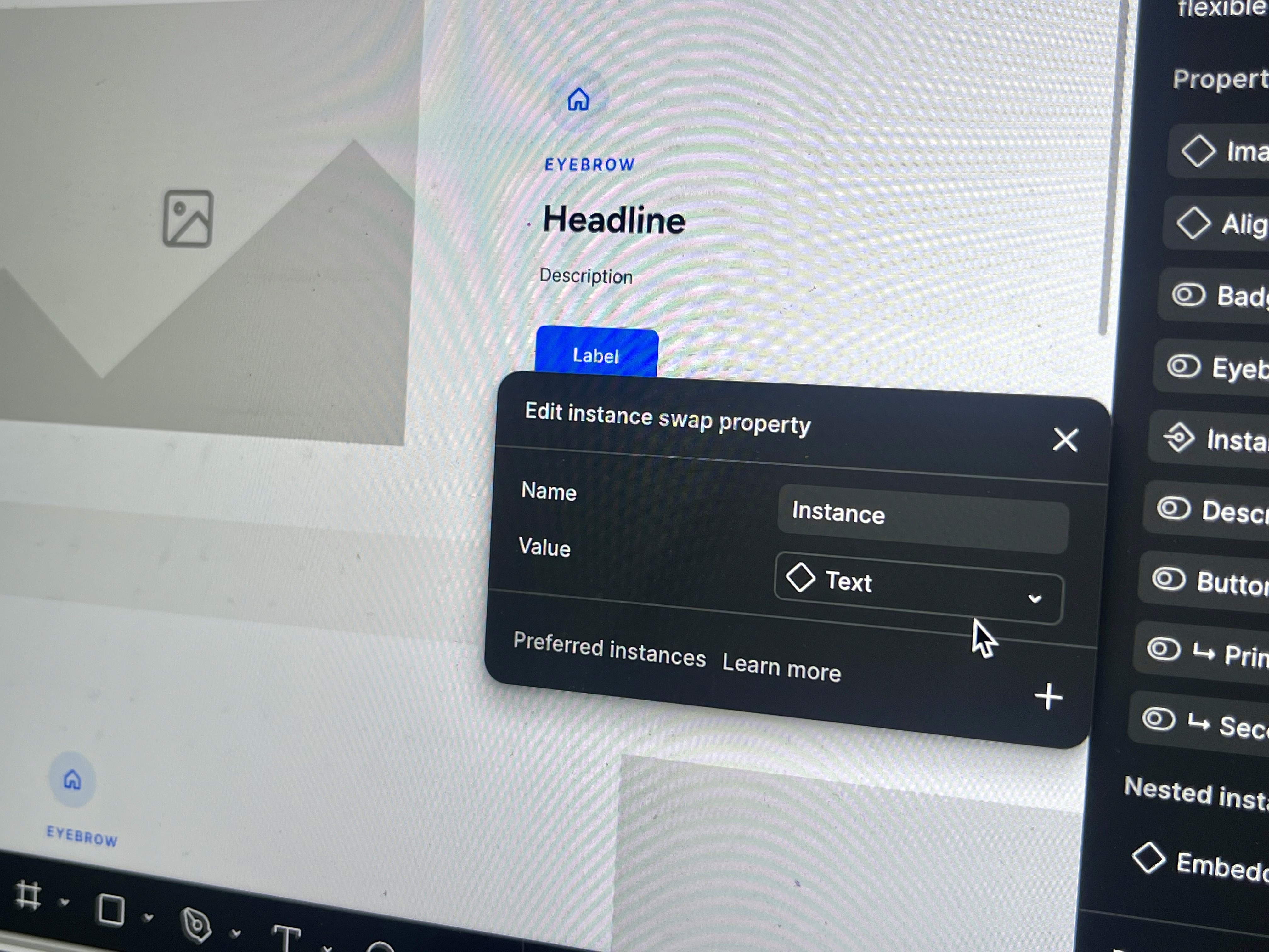 Screenshot showing Figma variable functionality being used
