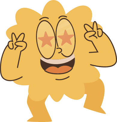 Personnage cartoon enthousiaste de l'agence Buddy, illustrant l'ouverture et l'engagement pour de futures collaborations Social Media à Lille.