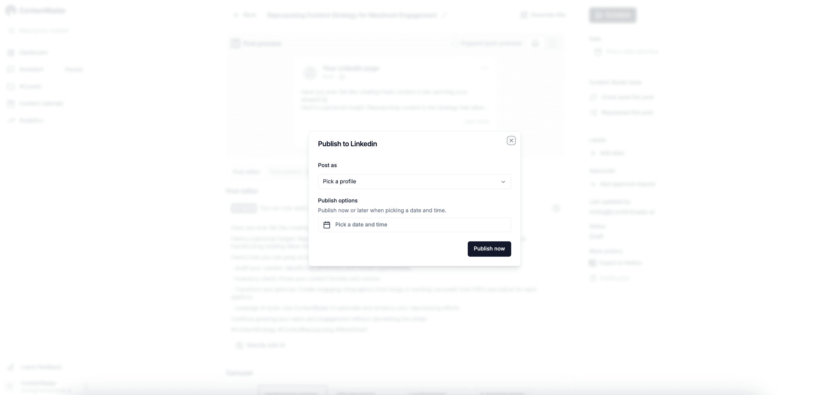 scheduling and publishing linkedin carousel