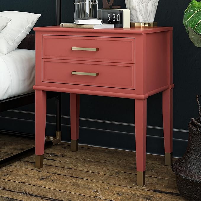 Elegant terracotta nightstand with ample storage space and a timeless design.