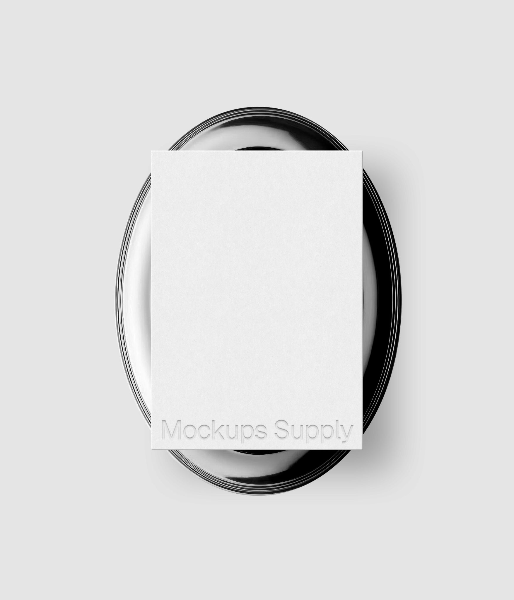 Clean A5 menu card mockup on metallic plate with debossed effect for premium showcase