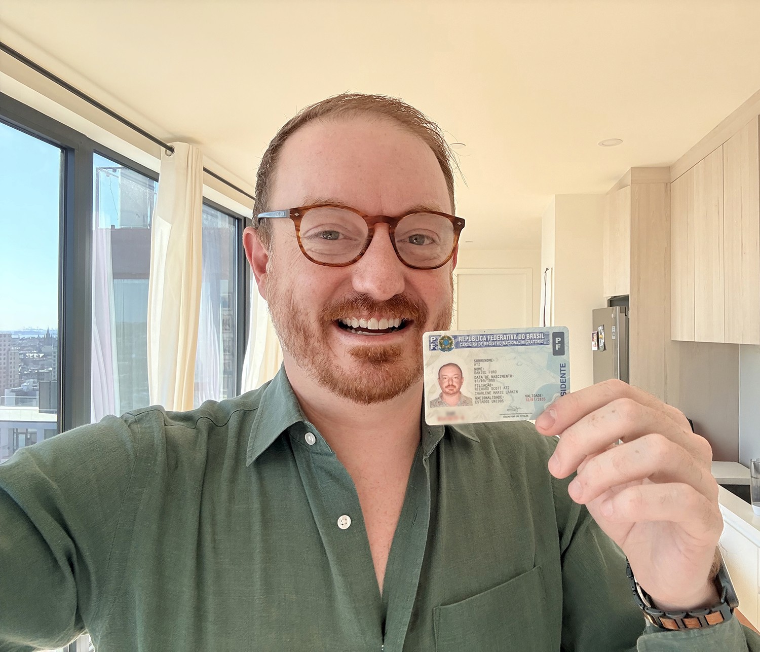Daniel ATZ founder of Startbrazil holding Brazilian ID card