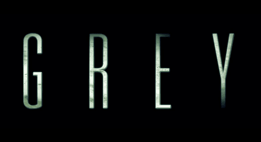 Grey word written on black