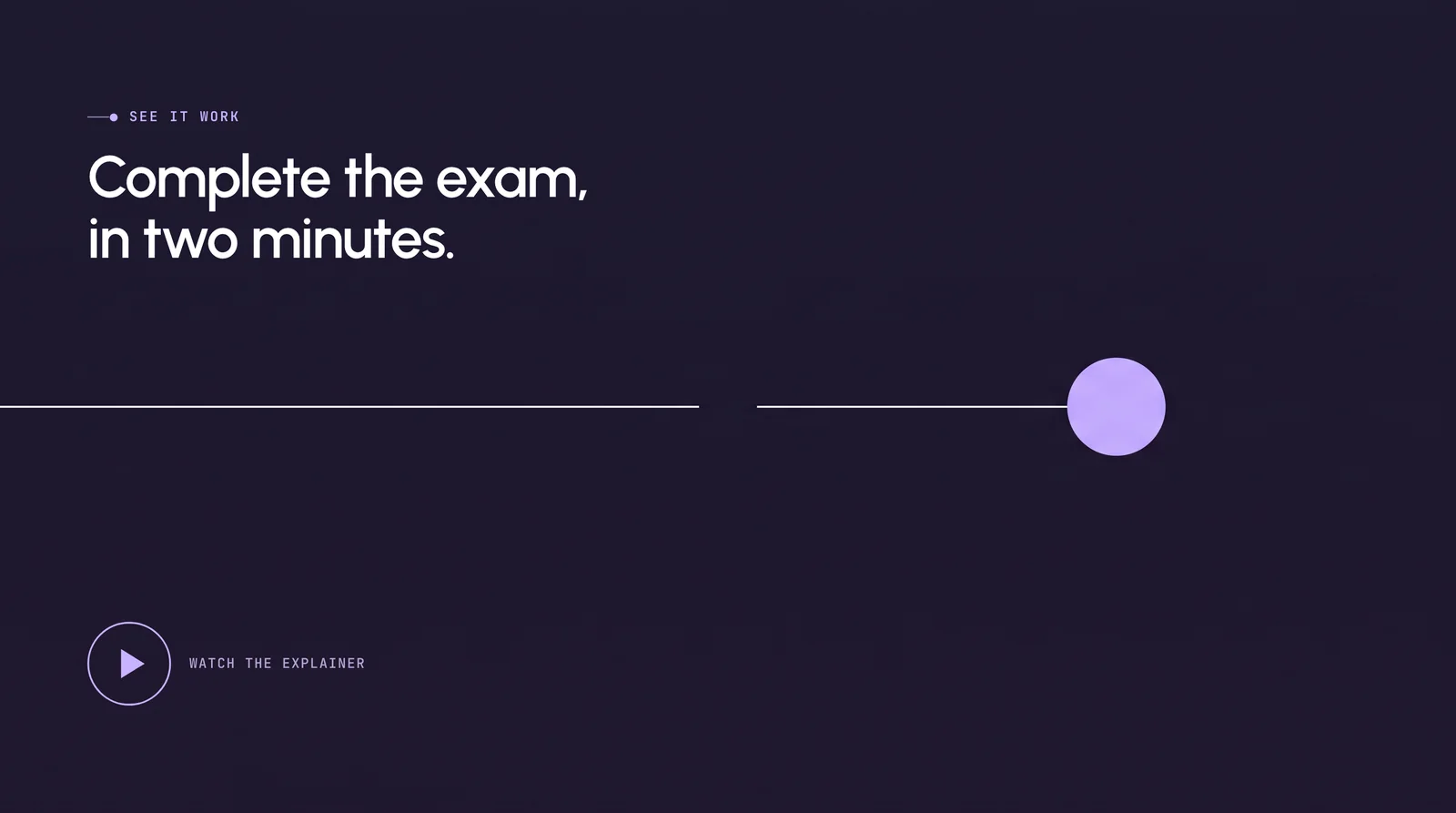 Complete the exam, in two minutes. Watch the explainer.