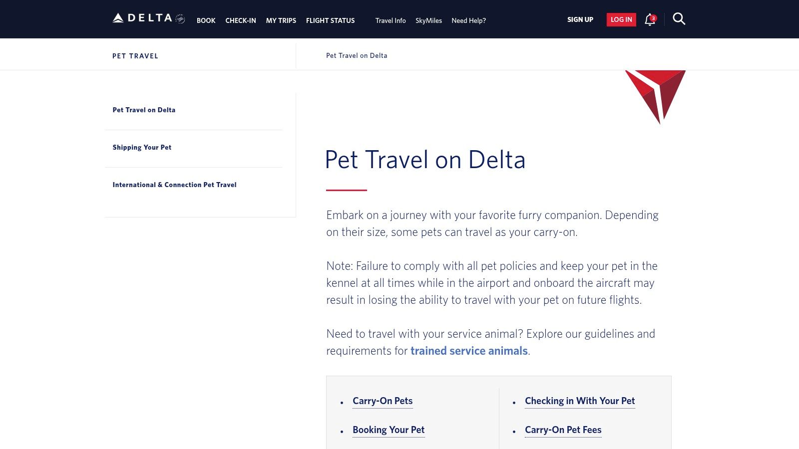 Delta Air Lines – Pet Travel