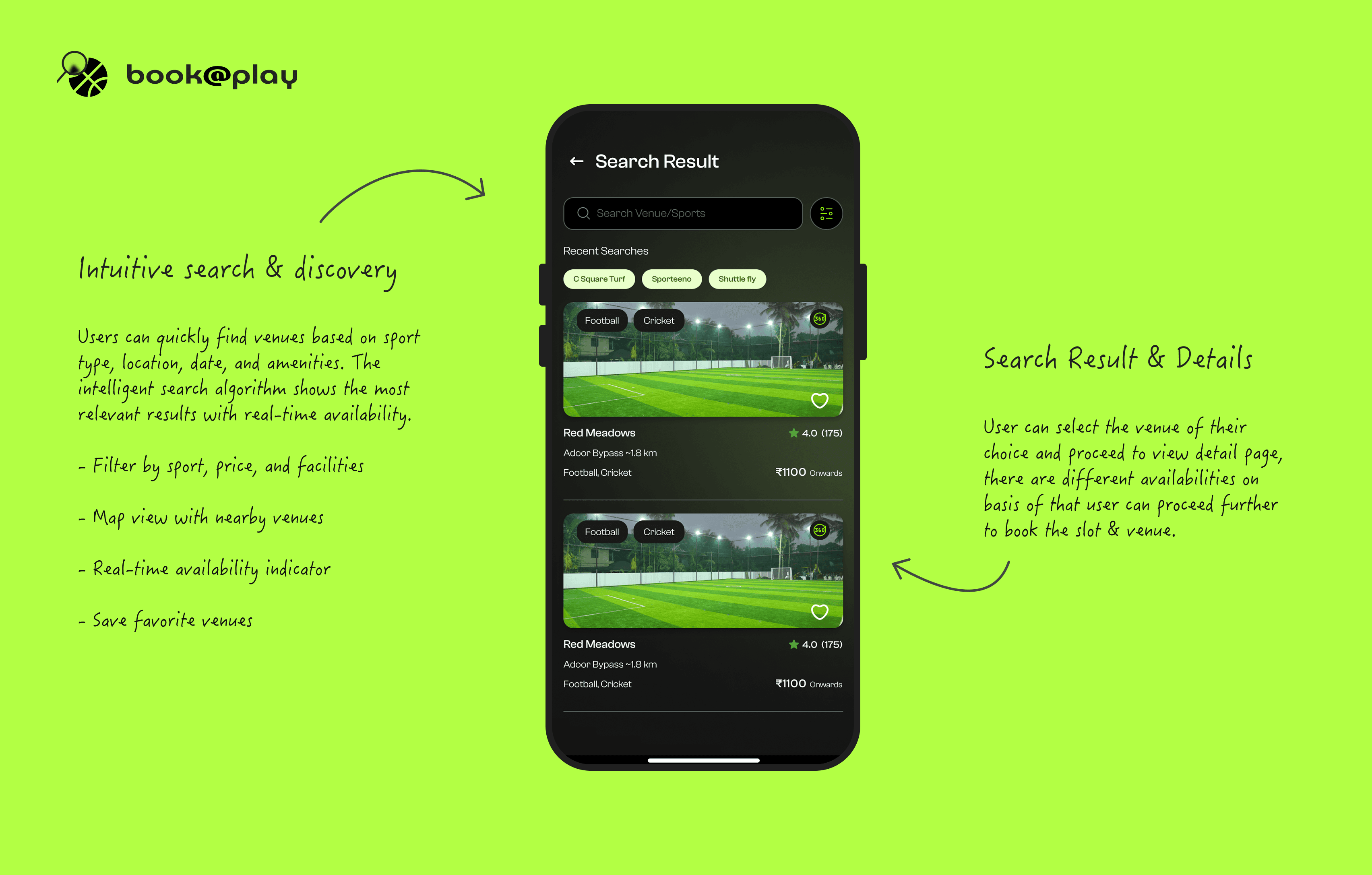 Explaining app screen feature for Intuitive search & discovery screen