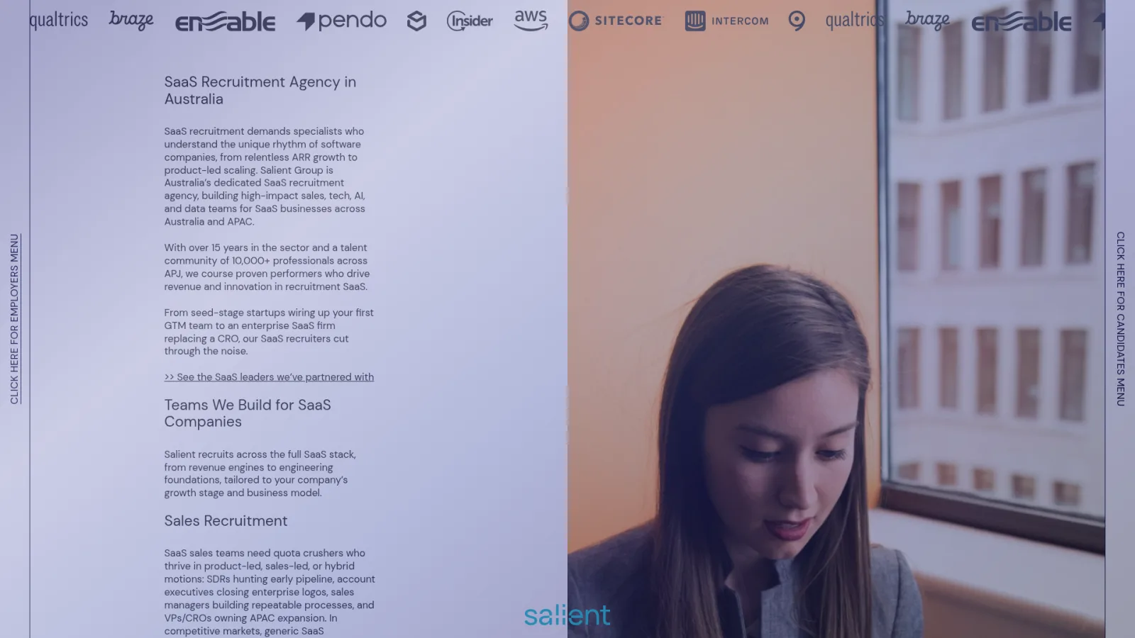 Salient Group SaaS recruitment agency homepage