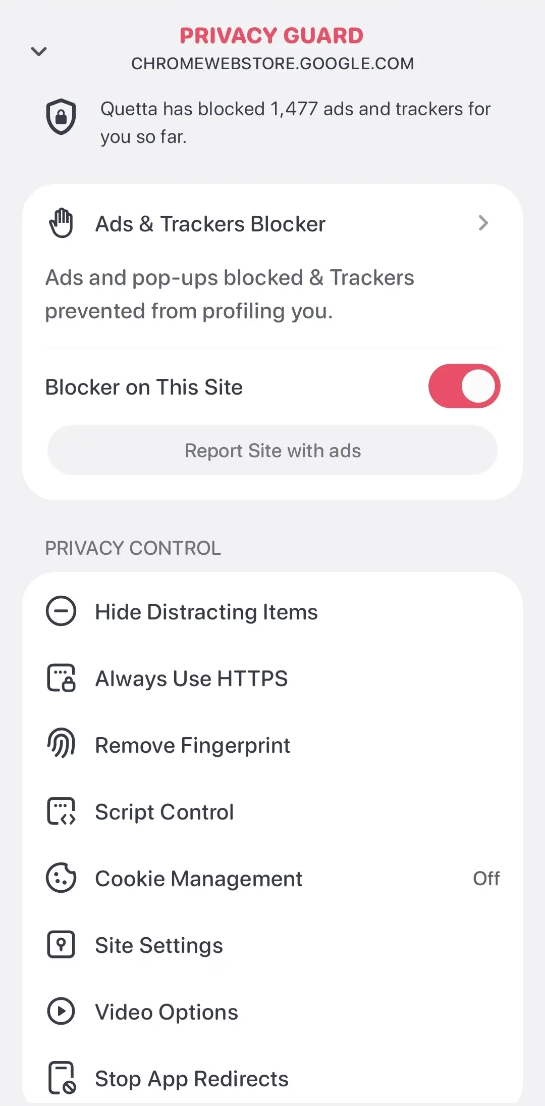 Quetta Content Filter settings for restoring the default ad-blocking configuration