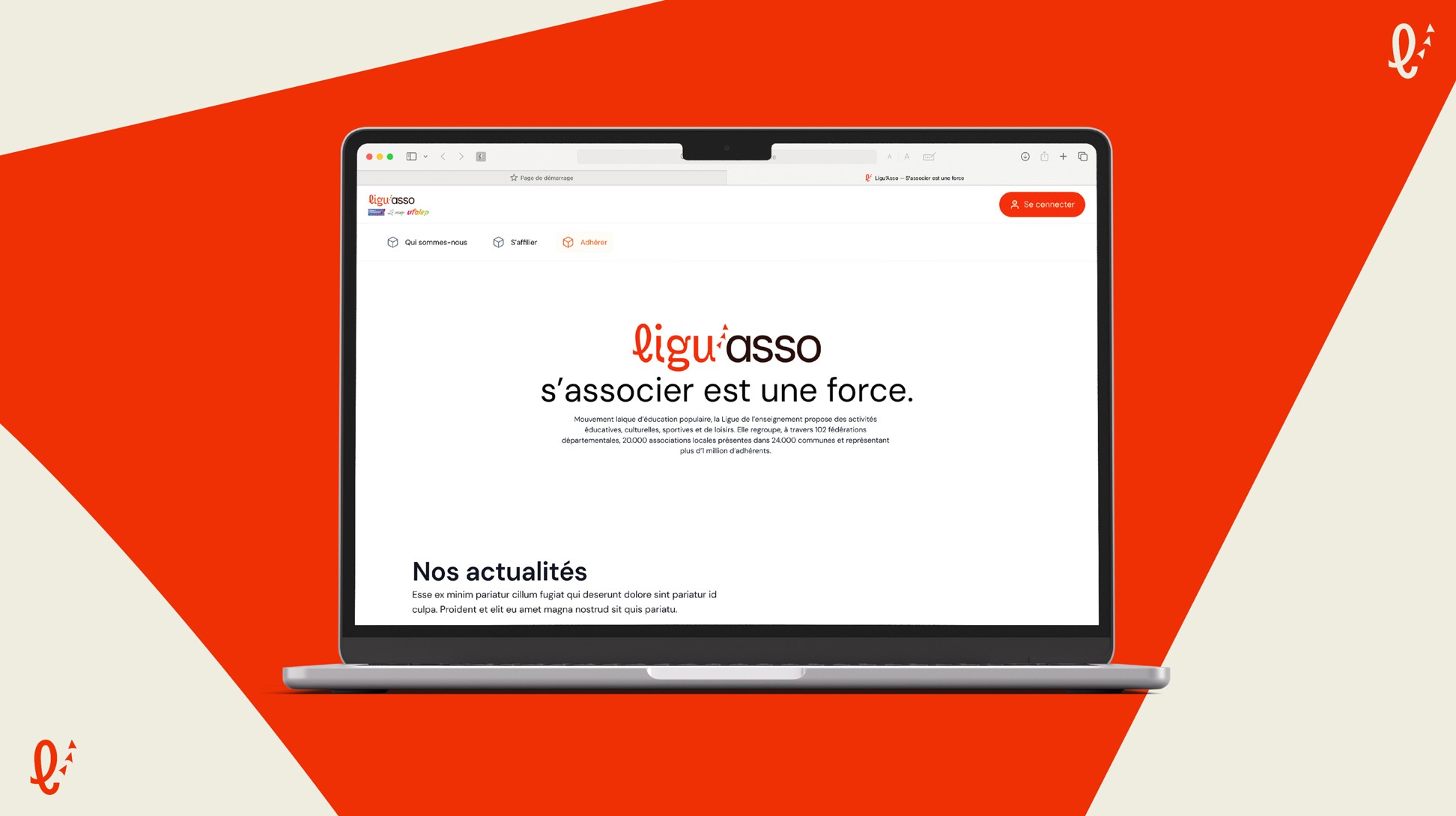 Site internet, page d'accueil de la plateforme Ligu'asso.