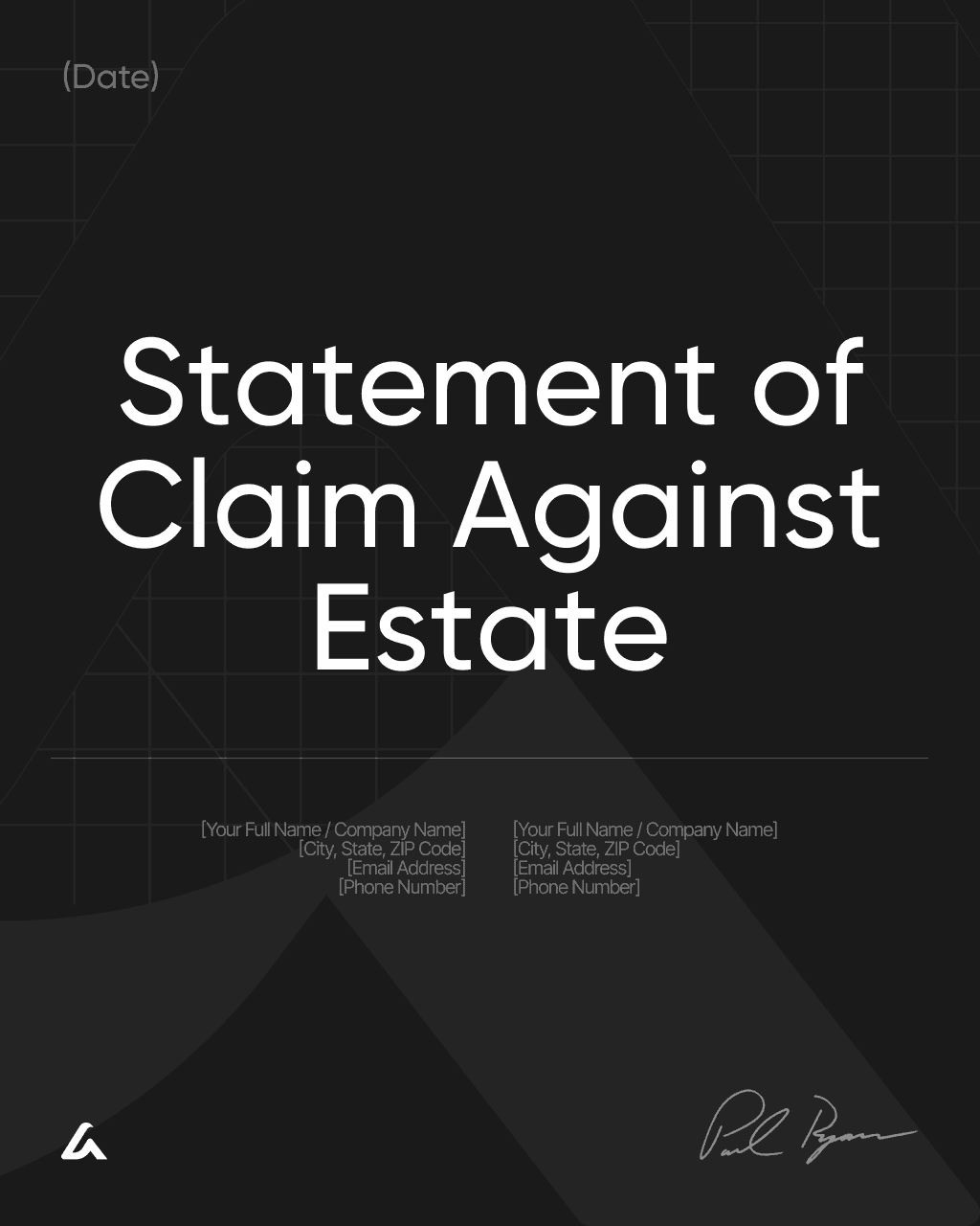 Statement of Claim Against Estate