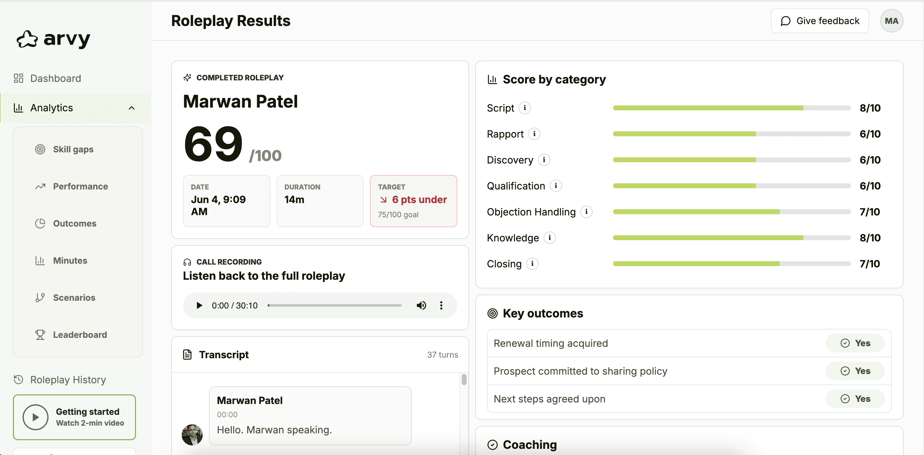 Drospecta's dashboard