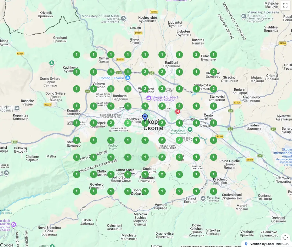 Brightlocal grid scan for architecture firm in skopje
