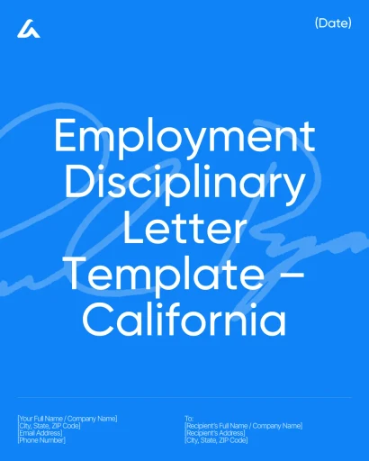 Employment Disciplinary Letter Template – California