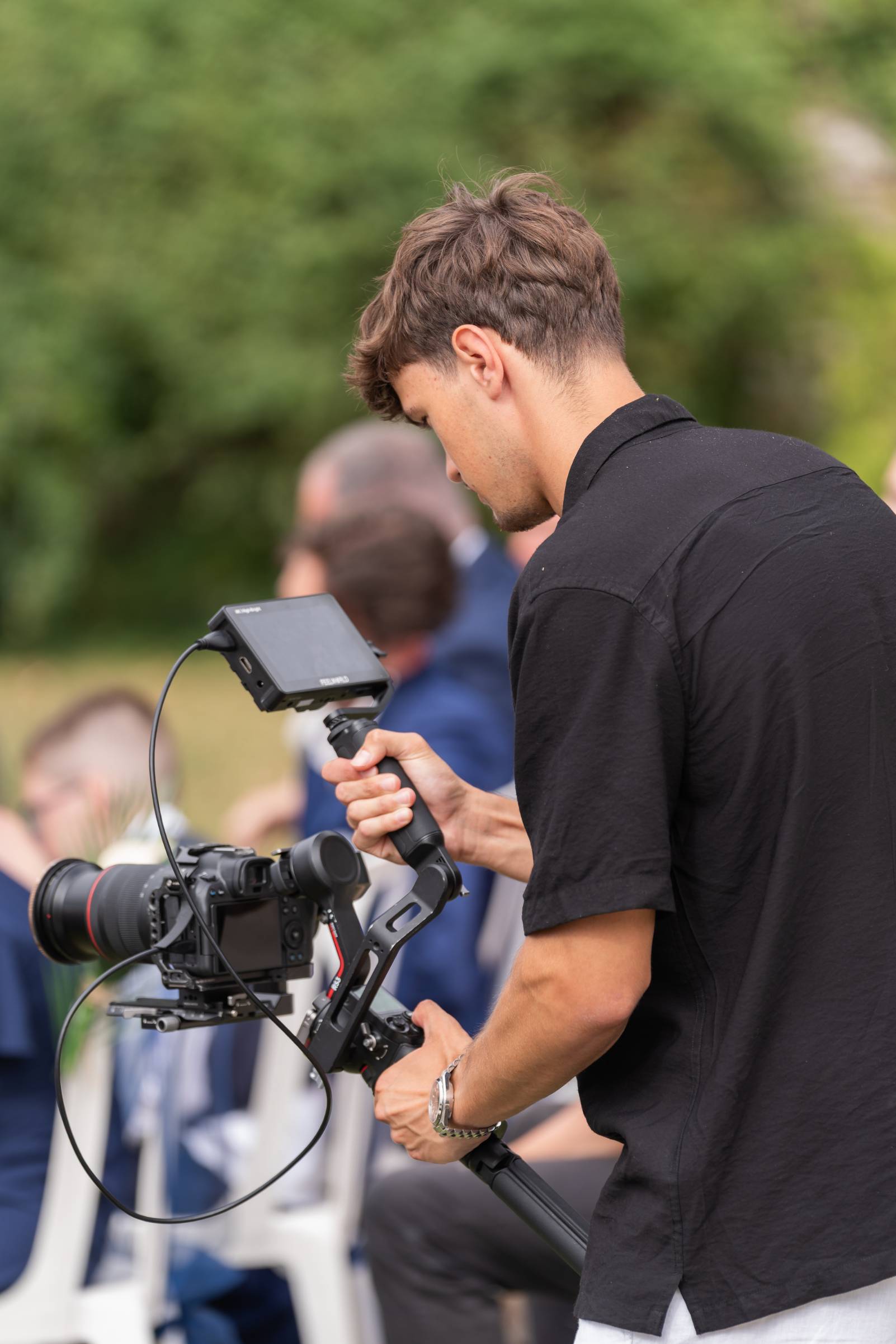 Dynamic picture of a cyclist riding downhill