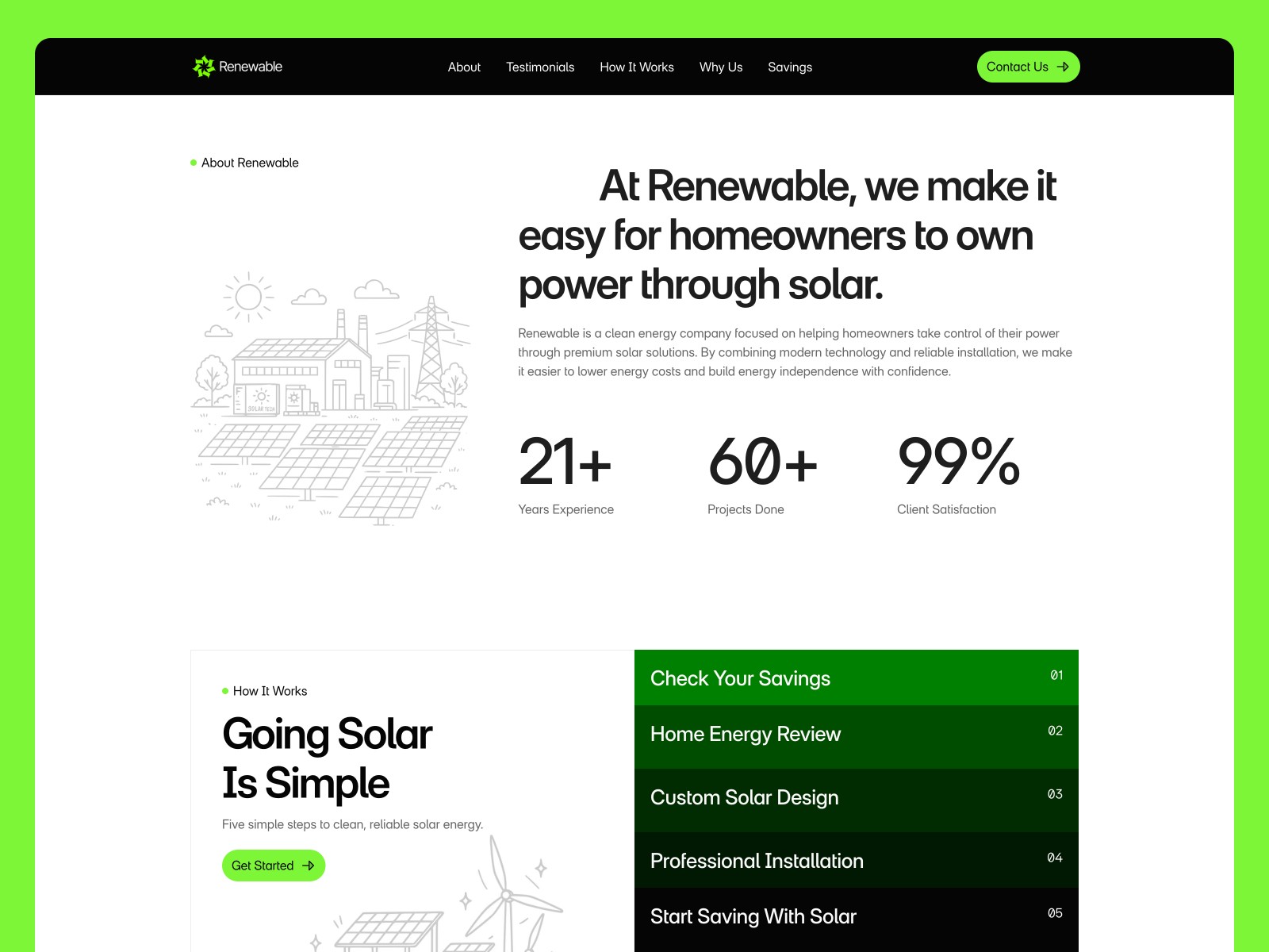 Renewable — 黑白极简现代落地页设计案例