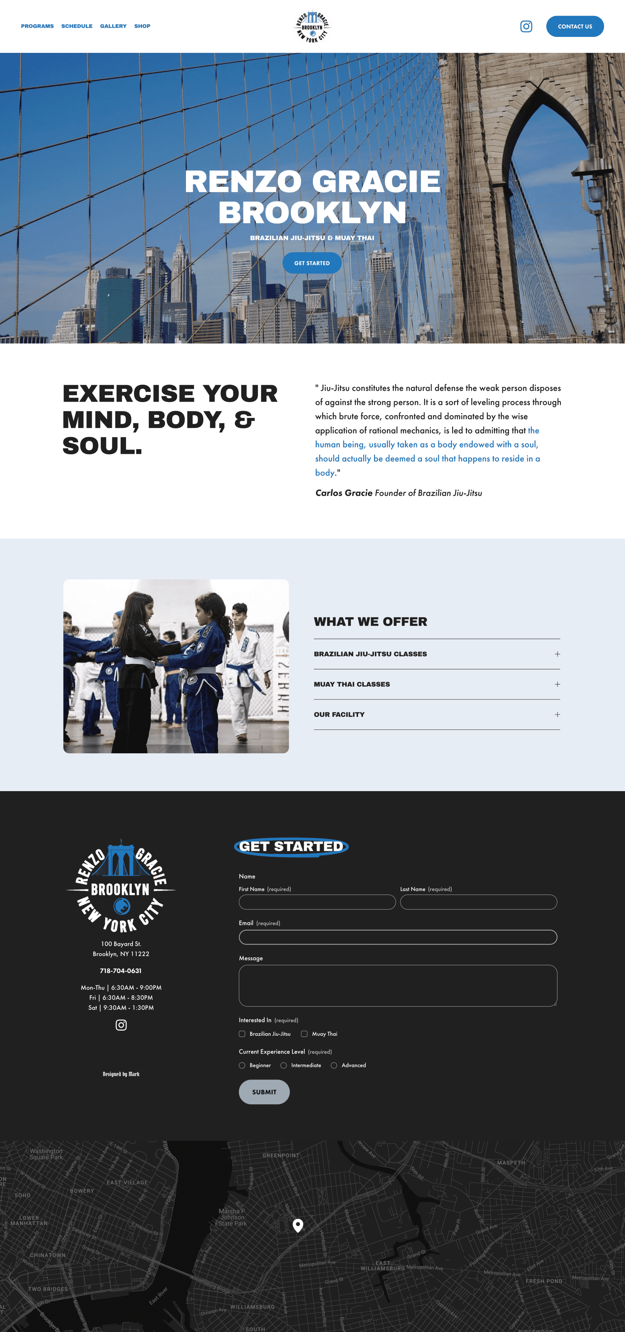 Renzo Gracie Website Mockup