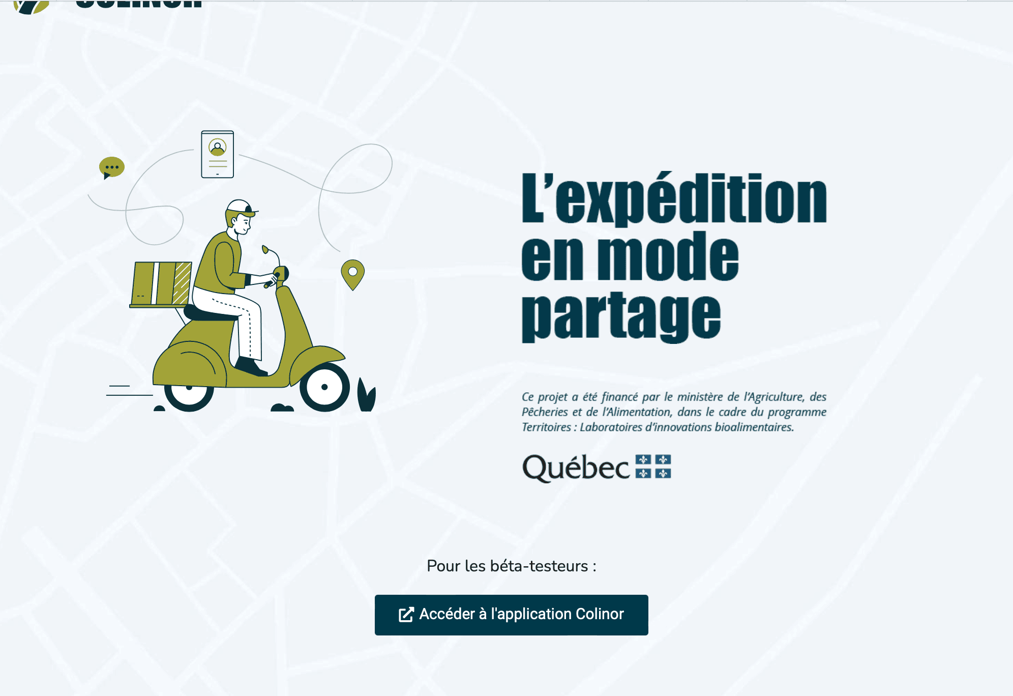 Colinor mutualisation de colis Côte-Nord plateforme de partage trajets mise en relation calcul de route