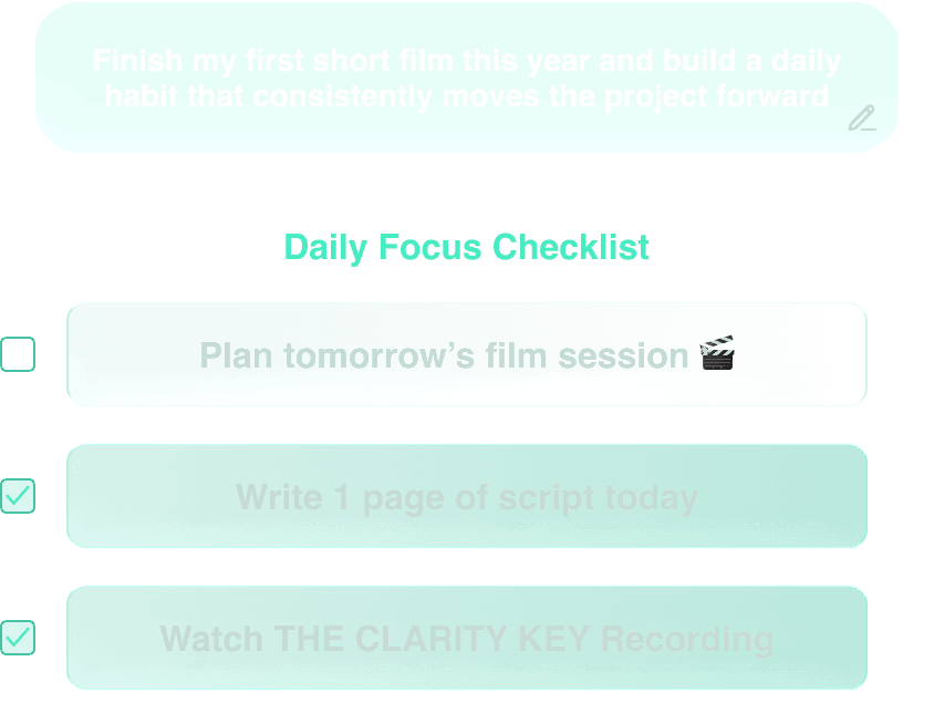 Daily focus checlist with goal and tasks
