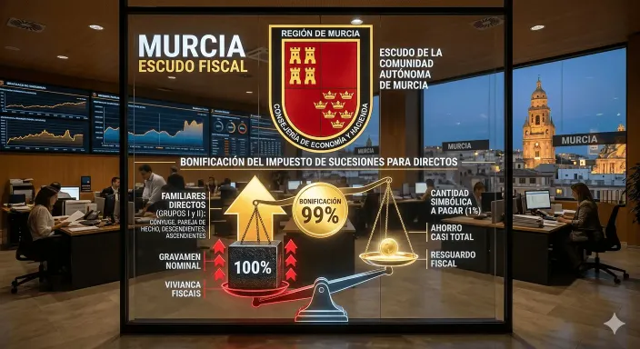 Bonificación del 99% en el Impuesto de Sucesiones en Murcia para beneficiarios de seguros de vida Unit Linked.