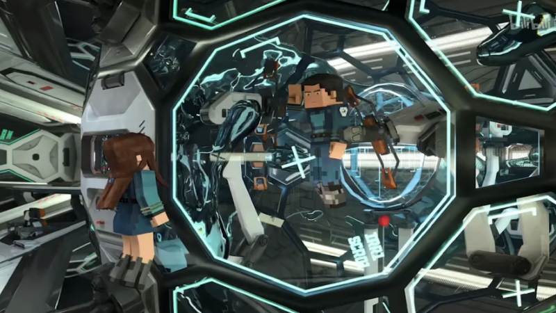 Screen image from the animated series The Three-Body Problem in Minecraft