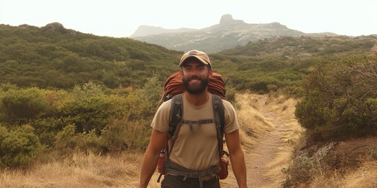 man rucking and wearing a hip belt