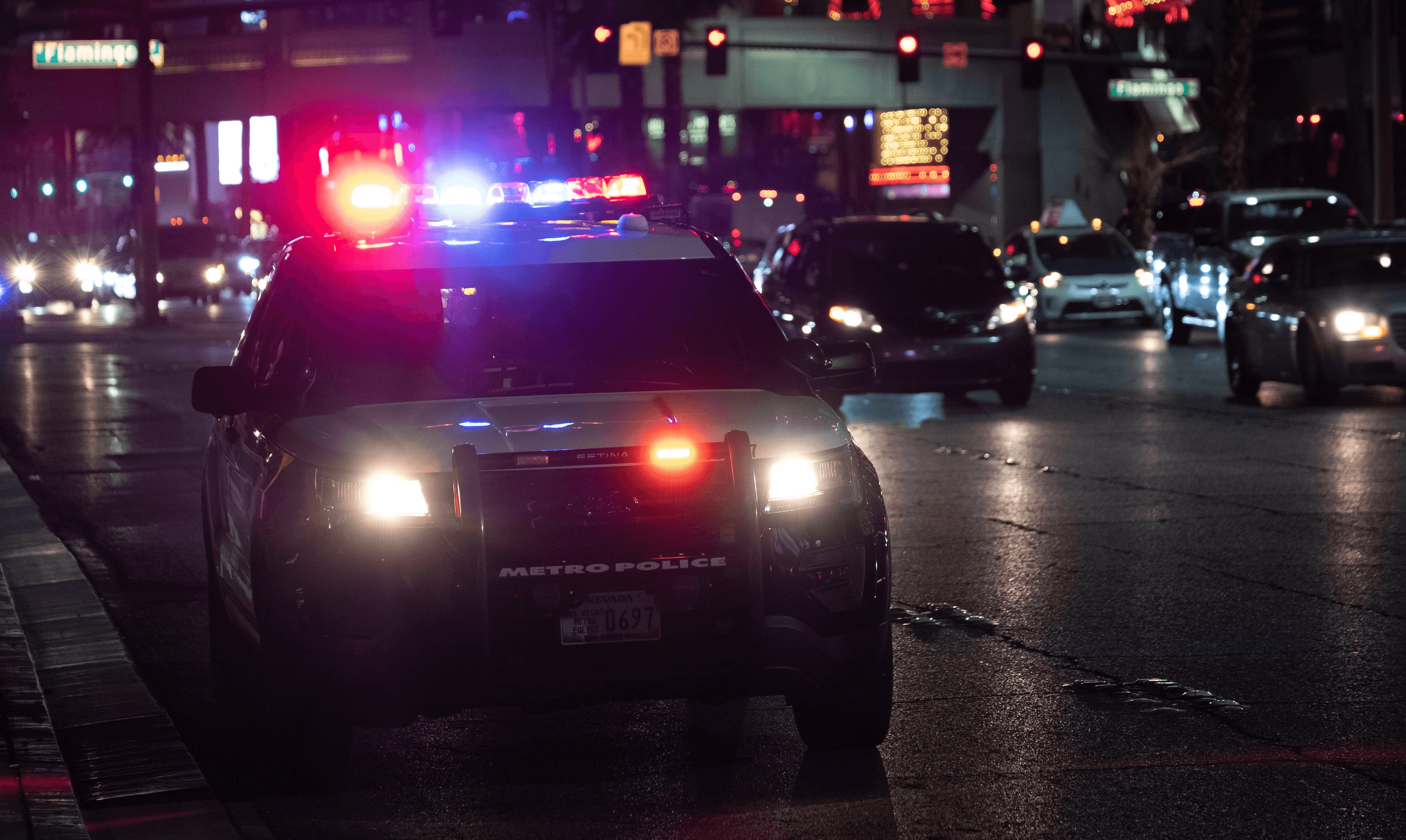 law enforcement patrolling at night