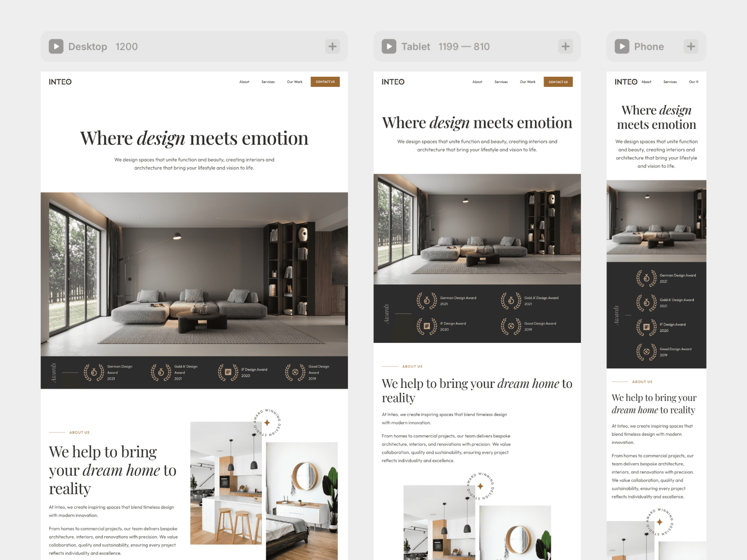 Screenshot 2 for Inteo, an interior design studio Framer template