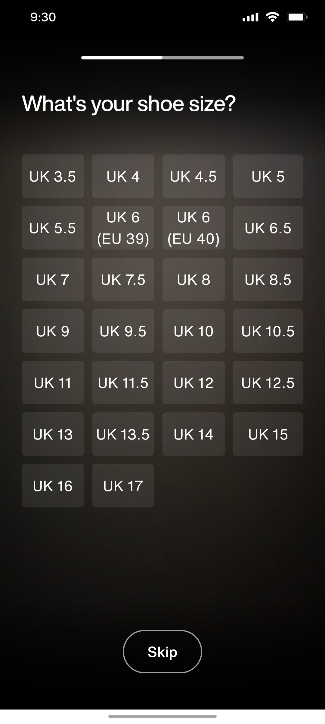 Nike App  Skip Screen