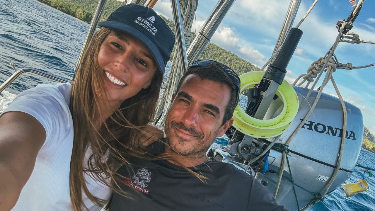 A couple on their sailboat going from Padaido to Biak