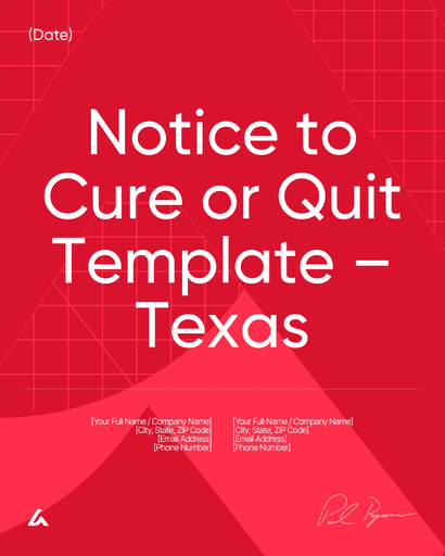 Notice to Cure or Quit Template – Texas
