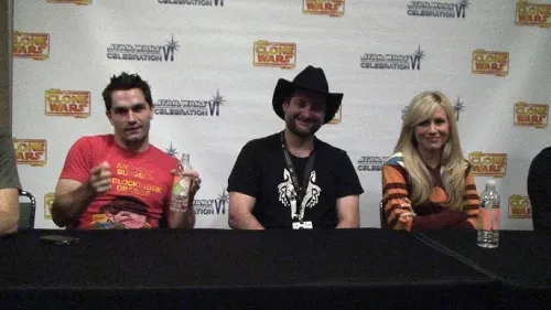 Sam Witwer, Dave Filoni, and Ashley Eckstein at an early Star Wars Celebration