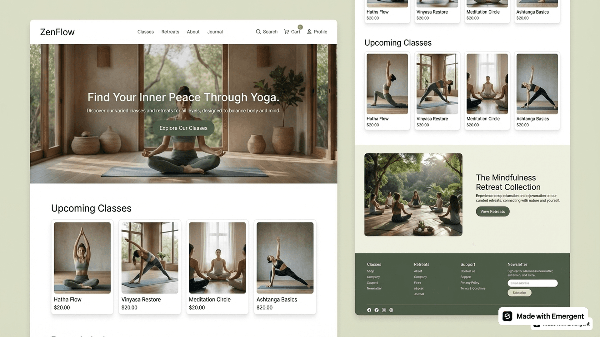 Yoga Website Made with Emergent